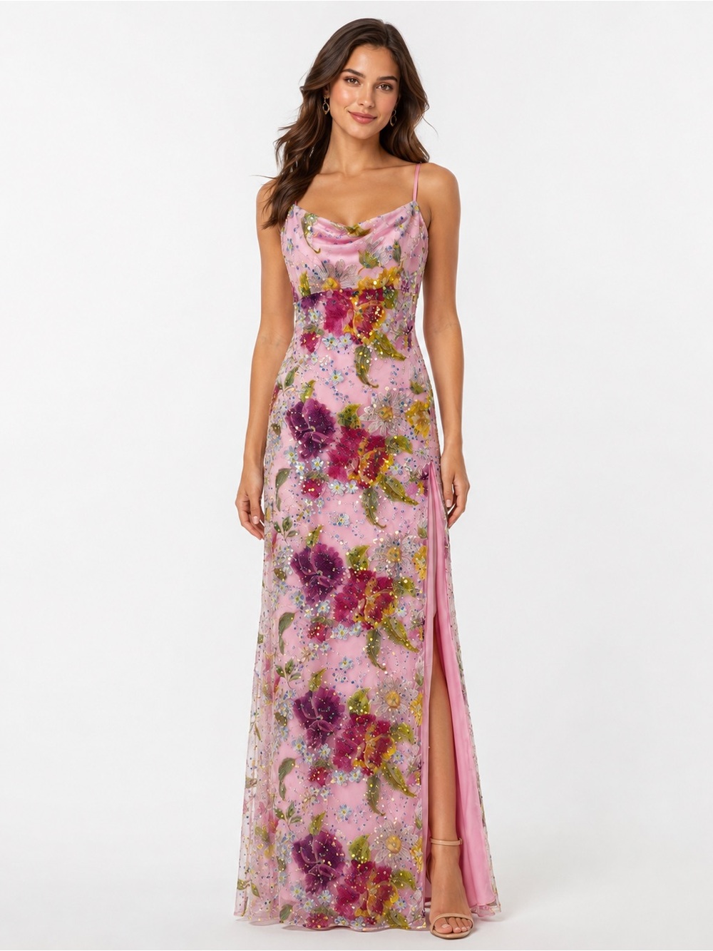 NWT Jump Apparel Floral Sequin Sleeveless Gown Style Code 13870 ~ Size 11/12
